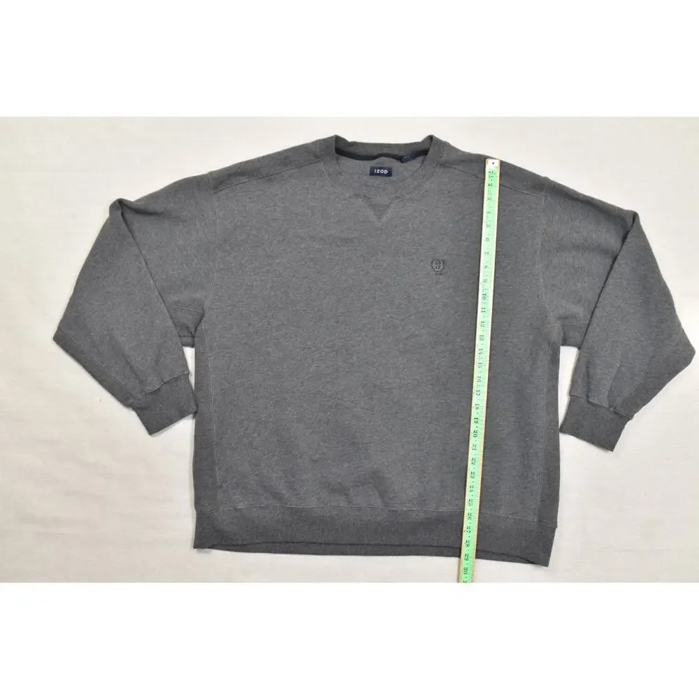 IZOD Men's 3XLT Gray Crewneck Sweatshirt Pullover Embroidered Logo Tall Fit